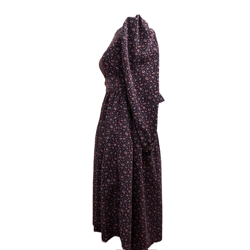 🚫Sold🚫Vintage Laura Ashley Purple Corduroy Floral Puff Sleeve A-line Dress - Picture 7 of 14